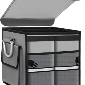 Foldable Plastic Car Trunk Organizer, Large Car Tool Box with Handle