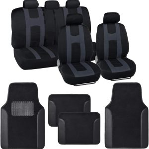 Charcoal Gray Car Seat Cover and Mat Set