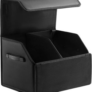 Trunk organizer for SUVs and sedans, genuine leather, magnetic lid