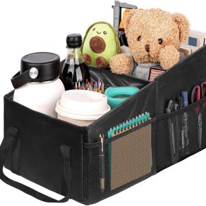 Car Storage Bag with Divider and Handle, Foldable Small Car Seat Storage Bag