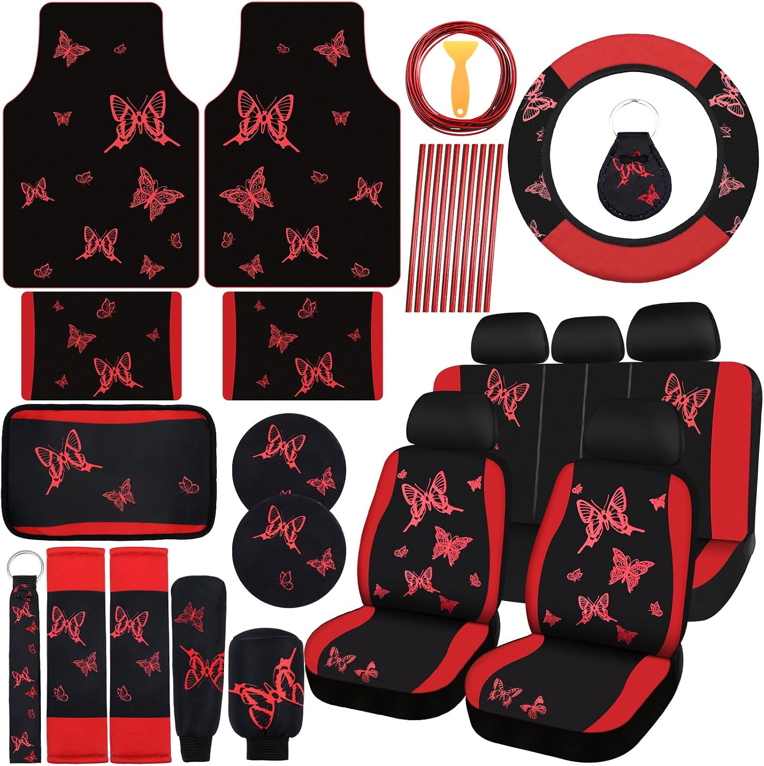 47-Piece Butterfly Car Interior Accessories Set