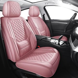 Leatherette Car Seat Covers Full Set, Pink