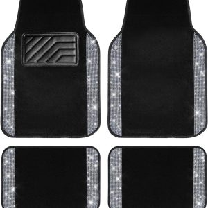 Sparkling Crystal Car Floor Mats, Waterproof Heel Pad