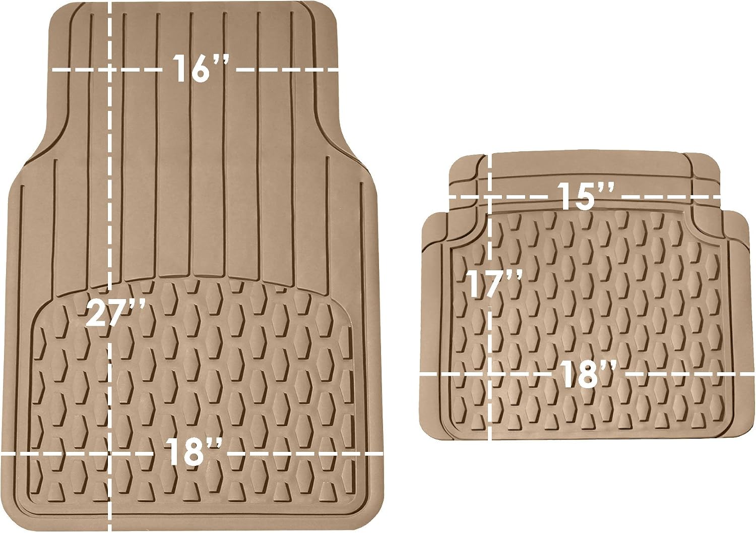 Beige Heavy Duty Rubber Car Floor Mats, Trim-to-Fit - Image 2