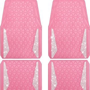Diamond Rhinestone Rubber Car Floor Mats, Waterproof
