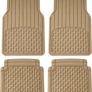 Beige Heavy Duty Rubber Car Floor Mats, Trim-to-Fit