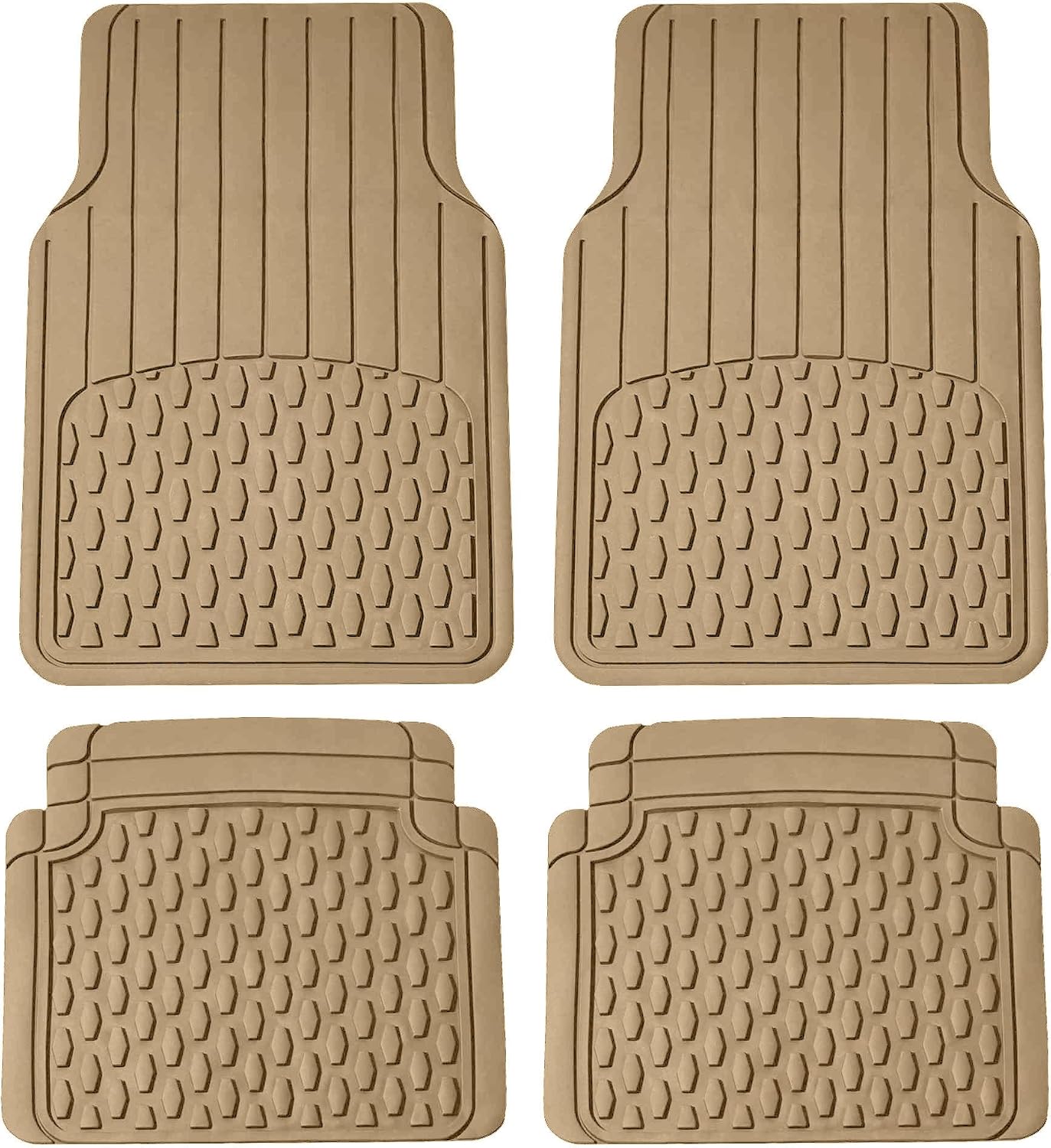 Beige Heavy Duty Rubber Car Floor Mats, Trim-to-Fit