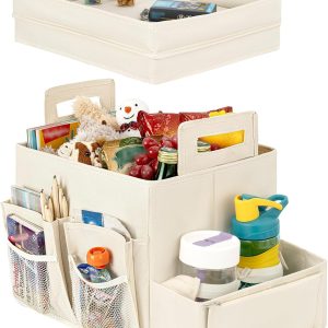 Foldable Car Trunk Organizer, with Lid and Multiple Compartments, Non-Slip and Waterproof Storage Box
