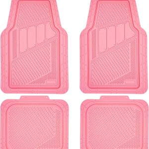 4-Piece Pink Rubber Car Floor Mats, All Weather